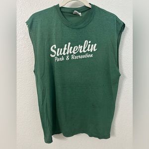 Vintage t shirt paper thin green top sleeveless muscle tee